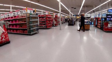 Martinez, Ga USA - 01 21 22: Walmart super center interior front of store main walk way