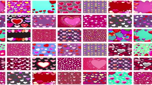 Valentines Day Animated Motion Background Shifting Changing Tiles — Vídeos de Stock