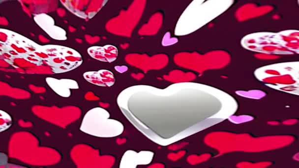 Valentines Day Animated Motion Background Waving Hearts — Stock video