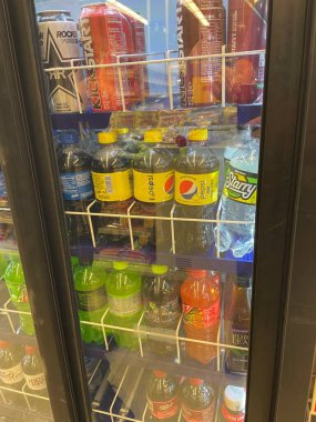 Grovetown, Ga USA - 02 17 23: Pepsi cola Easter Peeps candy flavored limited edition in a cold case