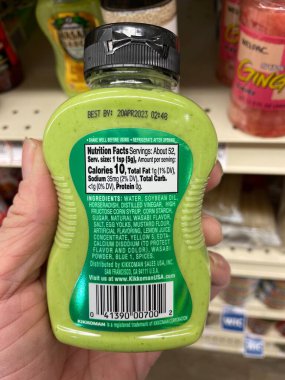 Grovetown, Ga USA - 01 15 23: Grocery store Wasabi sauce Kikkoman nutrition label