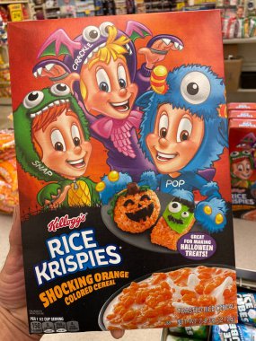 Grovetown, Ga USA - 09 03 22: Grocery store Rice Krispies halloween edition 2022