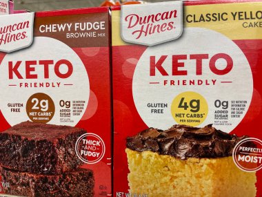 Grovetown, Ga USA - 09 03 22: Grocery store Duncan Hines Keto cake mix side view