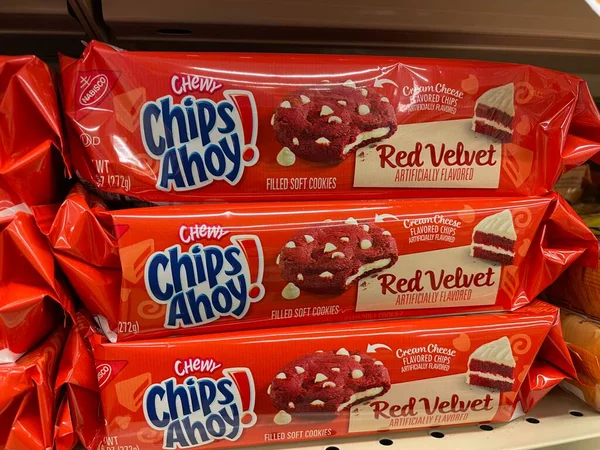 Grovetown Usa Élelmiszerbolt Nabisco Chips Ahoy Cookies Red Velvet — Stock Fotó