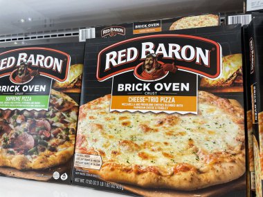 Grovetown, Ga USA - 11 10 22: Grocery store Red Baron frozen pizza cheese trio clipart