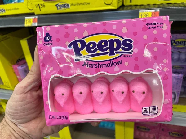 stock image Martinez, Ga USA - 03 12 23: Walmart interior easter peeps candy pink marshmallows