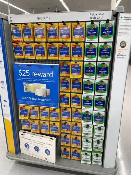 Martinez Eua Walmart Interior Cartões Dinheiro Rack Cartão Presente — Fotografia de Stock