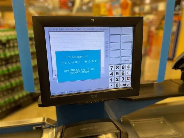 Grovetown Usa Grocery Store Cash Register Locked Screen — 스톡 사진