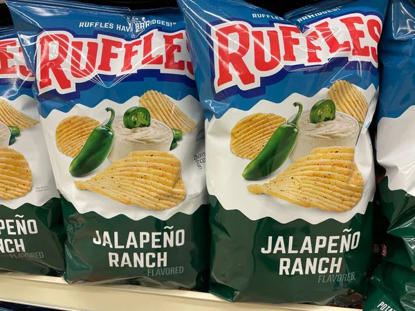 Grovetown Usa Élelmiszerbolt Lays Ruffles Chips Jalapeno Farm — Stock Fotó