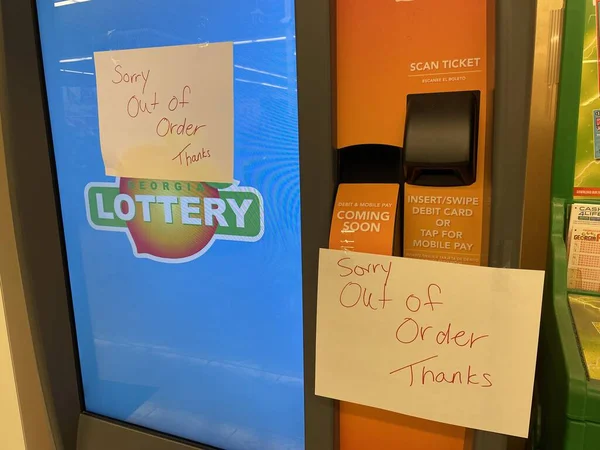 Grovetown Usa Grocery Store Georgia Lottery Machine Out Order Sign — 스톡 사진