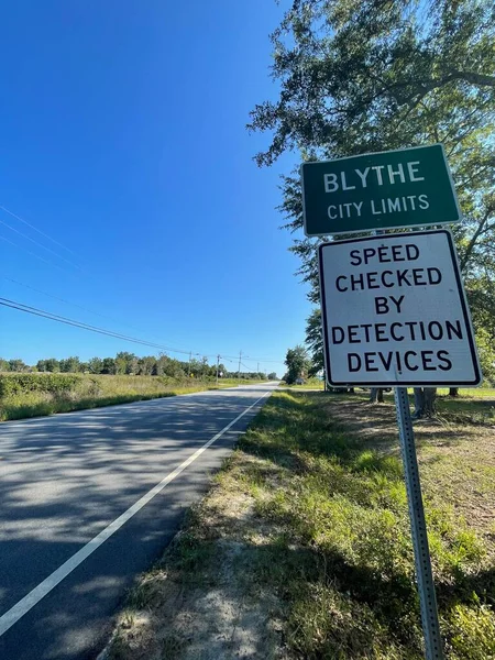 stock image Burke County, Ga USA - 09 19 22: Blythe city limits Speed checked by detection devices