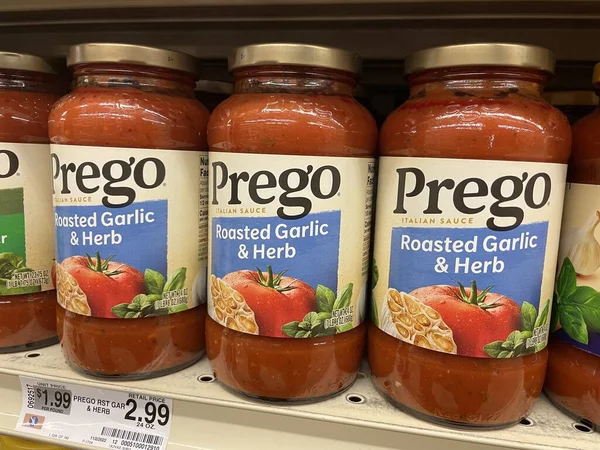 Grovetown Usa Tienda Comestibles Prego Asado Salsa Espaguetis Ajo Precio — Foto de Stock