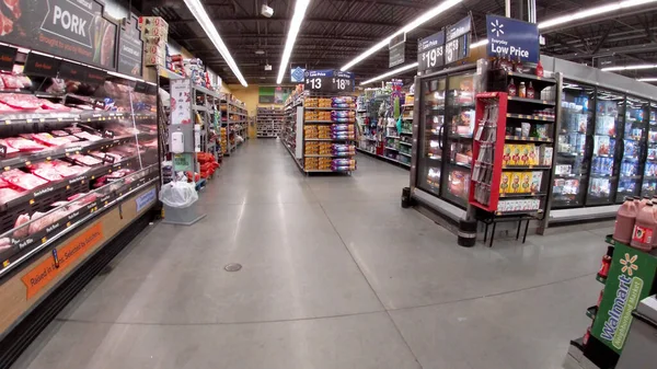 Martinez Usa Walmart Negozio Alimentari Interni Mostra Sulla Navata Posteriore — Foto Stock