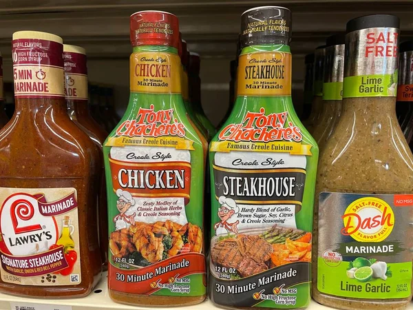 stock image Grovetown, Ga USA - 03 14 23: Grocery store Tony Chacheres sauces