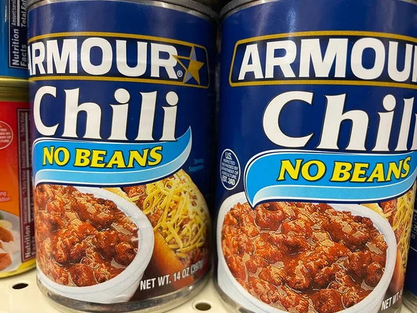Grovetown Usa Продуктовый Магазин Armour Can Chili Beans — стоковое фото