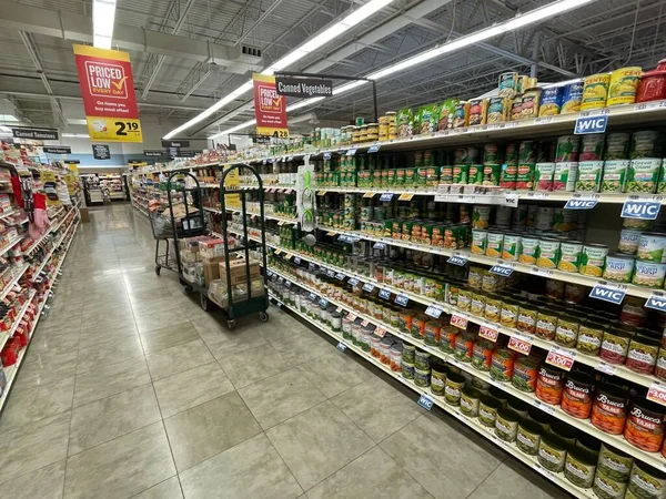 Usa Grovetown Food Lion Store Interior Canned Goods Aisle — 图库照片