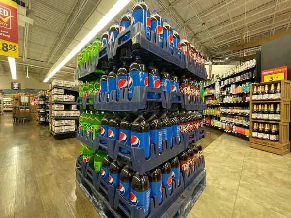 Grovetown Usa Food Lion Tienda Comestibles Interior Pepsi Cola Display — Foto de Stock