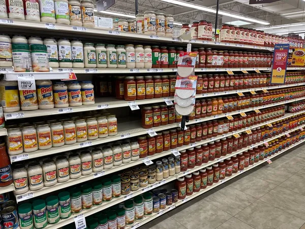 Grovetown Usa Food Lion Grocery Store Interior 2021 Pasta Sauce — Stock Photo, Image