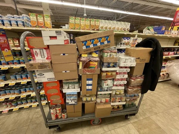 Grovetown Usa Food Lion Grocery Store Interior Stocking Cart — 스톡 사진