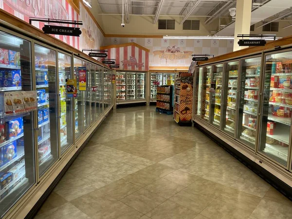 Grovetown Usa Food Lion Tienda Comestibles Interior Alimentos Congelados Sección —  Fotos de Stock