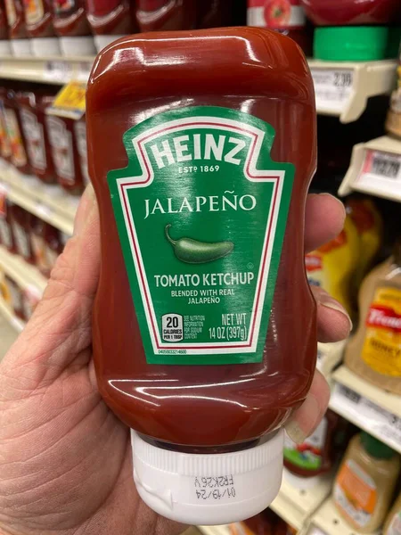 Grovetown Usa Lebensmittelgeschäft Heinz Tomatenketchup Jalapeno — Stockfoto