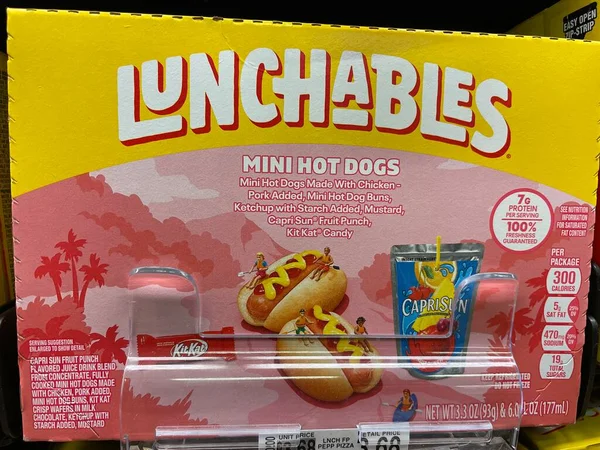 stock image Grovetown, Ga USA - 11 02 22: Grocery store Lunchables snack kit hot dogs