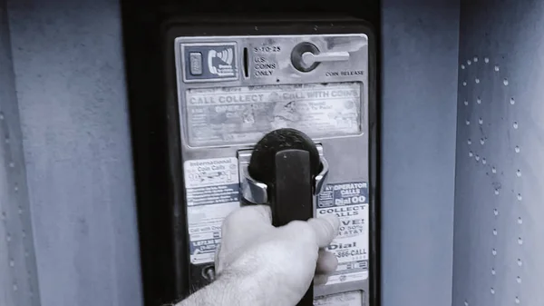 Augusta Usa Vintage Blue Freien Öffentliche Telefonzelle Hand Hörer — Stockfoto