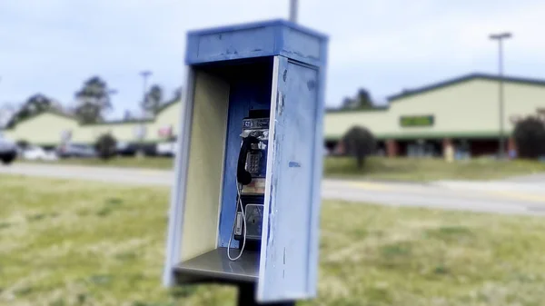 Augusta Usa Vintage Blue All Aperto Cabina Telefonica Pubblica Vista — Foto Stock