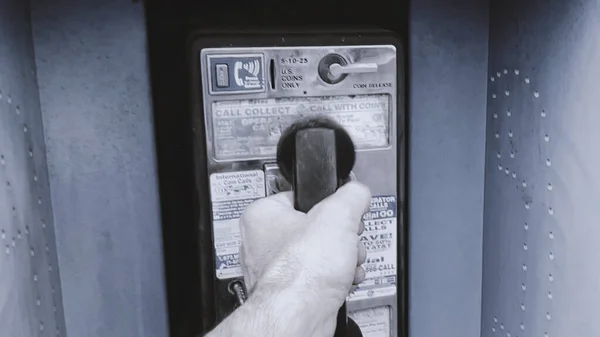 Augusta Eua Vintage Blue Livre Mão Cabine Telefone Público — Fotografia de Stock