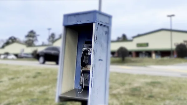 Augusta Usa Vintage Blue Outdoor Public Payphone Booth Blush Traffic — Φωτογραφία Αρχείου