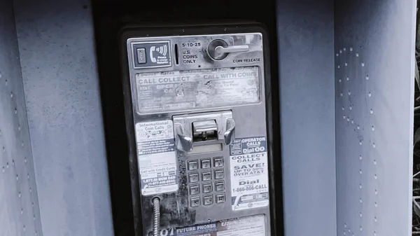 Augusta Usa Vintage Blue Відкритому Повітрі Громадська Телефонна Будка Закриває — стокове фото