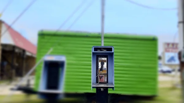 Augusta Usa Vintage Blue Outdoor Public Payphone Booth Blush Effect — Φωτογραφία Αρχείου