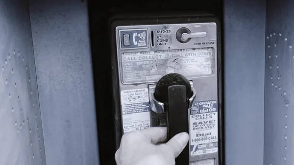 Augusta Usa Vintage Blue Public Payphone Screw Receiver — 스톡 사진
