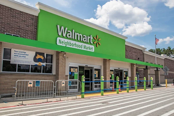 Snellville Usa Walmart Neighborhood Market Exterior Covid Barriers Social Distancing — Foto de Stock