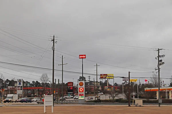 Augusta Usa Urban Traffic Scene Restaurants Fast Food Wendys Taco — Stock Photo, Image