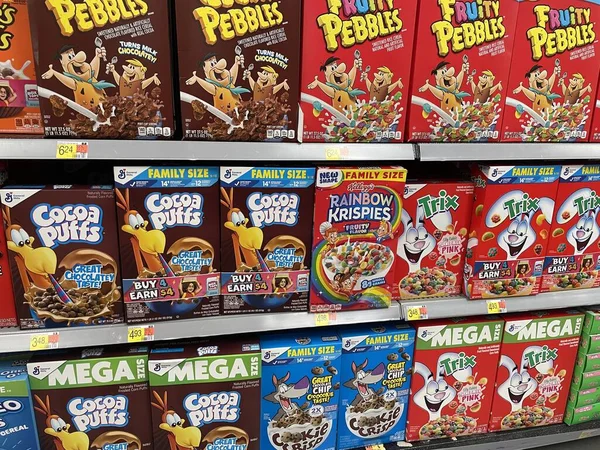 Grovetown Usa Walmart Tienda Minorista Interior General Mills Cereales Cacao — Foto de Stock