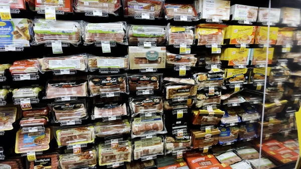 Grovetown Usa Food Lion Tienda Comestibles Pan Desayuno Carnes Sección — Foto de Stock