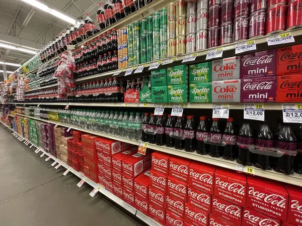 Augusta Usa Iga Grocery Store Coca Cola Products Section Side — Stock Photo, Image
