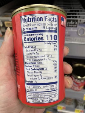 Grovetown, Ga USA - 08 06 06: 23: Walmart marketi Çift Q konserve pembe somon besin gerçekleri