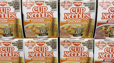 Grovetown, Ga USA - 02 01 22: Market Nissin cup o noodles çorbası
