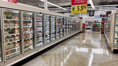 Grovetown, Ga USA - 10: 30 2021: Yiyecek Aslanı marketi Donmuş Gıda bölümü