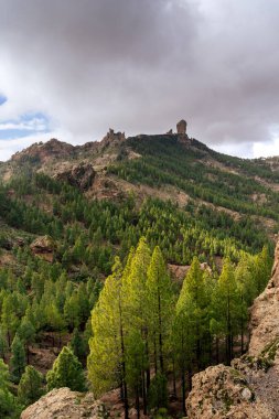 View of Roque Nublo on the top of Gran Canaria. Canary Islands