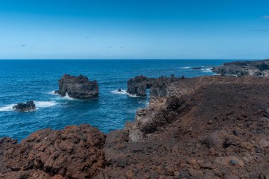 La Dehesa 'daki volkanik manzara. El Hierro Adası. Santa Cruz de Tenerife 'de. İspanya