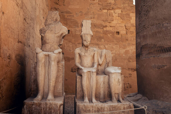 Sculptures inside the Luxor temple. Luxor. Egypt