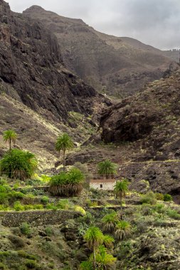 La Aldea de San Nicolas manzarası. Gran Canaria 'nın tepesinde. Büyük Kanarya. Kanarya adaları