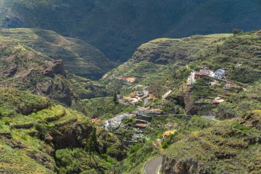 panoramic view of   Juncalillo town in the middle of the mountains. Gldar. Gran Canaria. Canary islands. Spain clipart