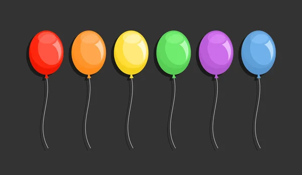 Conjunto Bolas Voadoras Coloridas Decoração Para Aniversário Festa Ilustração Vetorial — Vetor de Stock