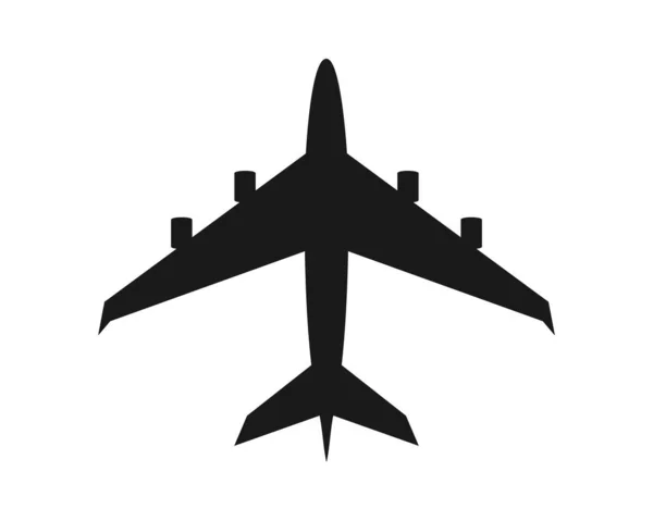 Icono Avión Negro Aislado Sobre Fondo Blanco Ilustración Vectorial — Vector de stock