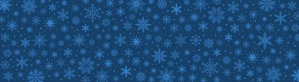 Jul Banner Med Snöflingor Blå Bakgrund Vektorillustration — Stock vektor