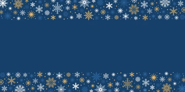 Moldura Natal Com Flocos Neve Espaço Cópia Fundo Azul Ilustração — Vetor de Stock